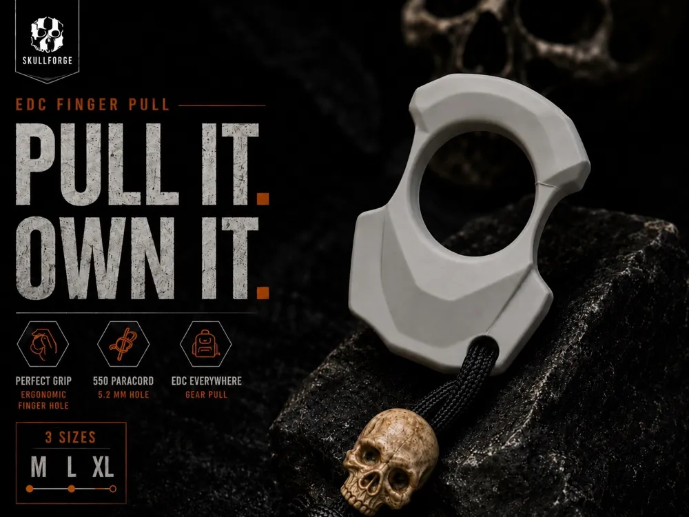 Adorno temático: SkullForge EDC Finger Pull - Paracord Gear Pull. Referencia del modelo original.