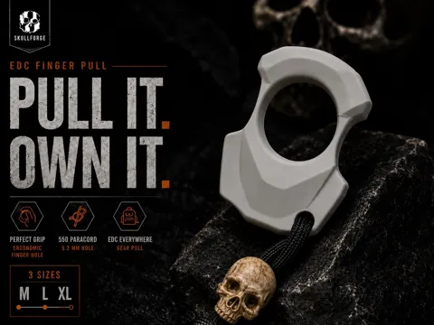 Adorno temático: SkullForge EDC Finger Pull - Paracord Gear Pull — referencia de MakerWorld