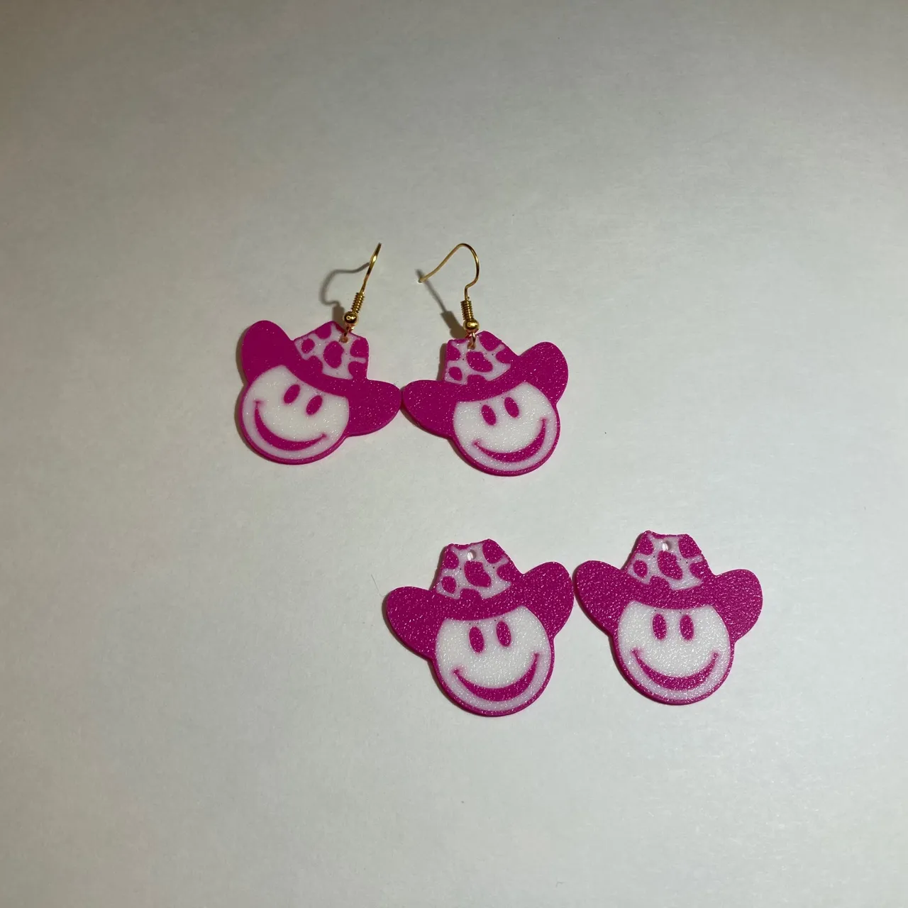 Cowgirl Smiley Face Earrings view 2