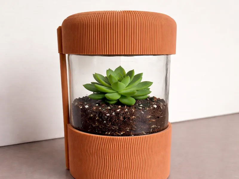 Plant Terrarium with light and re-used glass jar