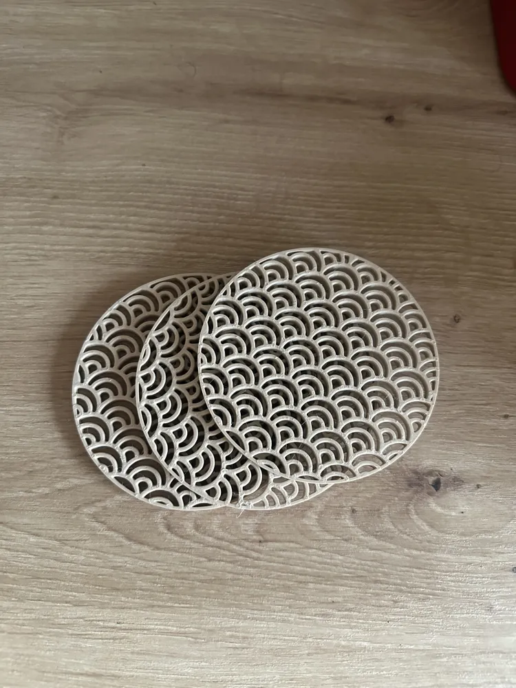 Japanese Seigaiha Coaster Set with Holder - Free 3D Print Model ...