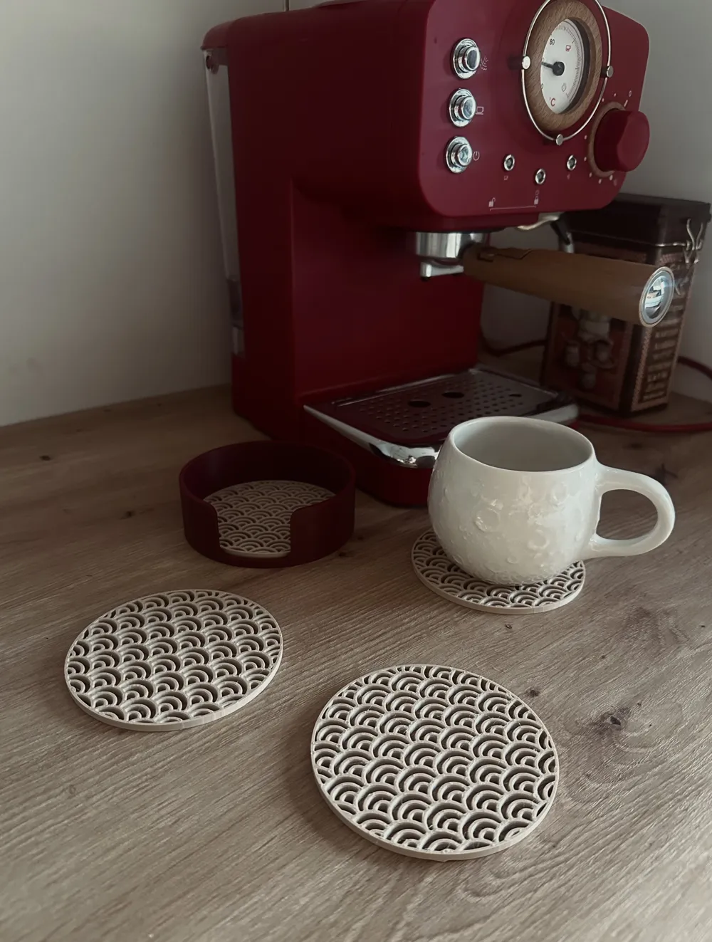 Japanese Seigaiha Coaster Set with Holder - Free 3D Print Model ...