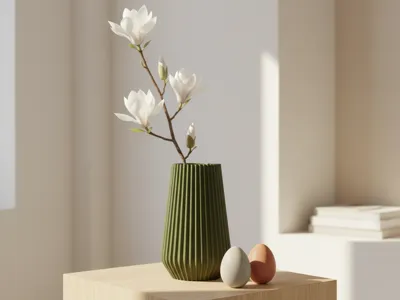Modern Ribbed Vase | Easy Print |