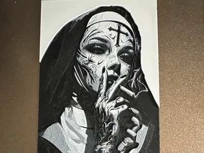 Smoking (hot) Nun with Tatts