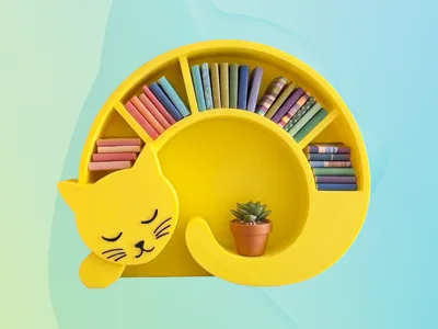 Sleeping Cat Decorative Miniature Bookshelf