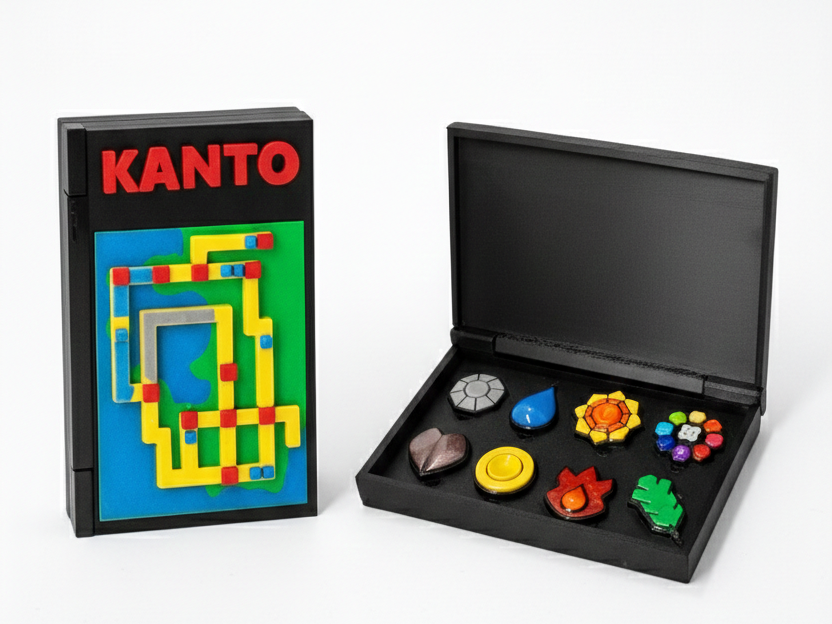 Kanto Gym Badges and Case with Map Pokemon