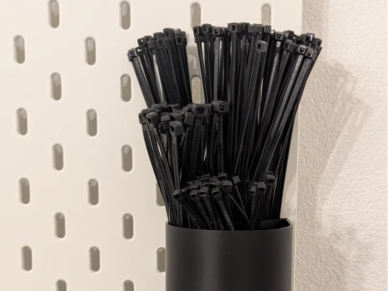 Skadis tall divided bin; e.g. for Zip Ties