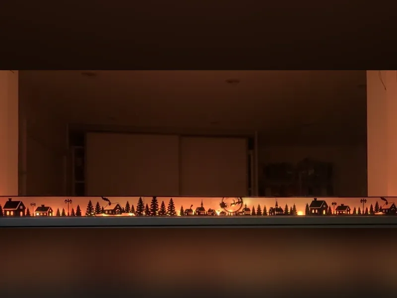 1meter long backlighted window Christmas landscape