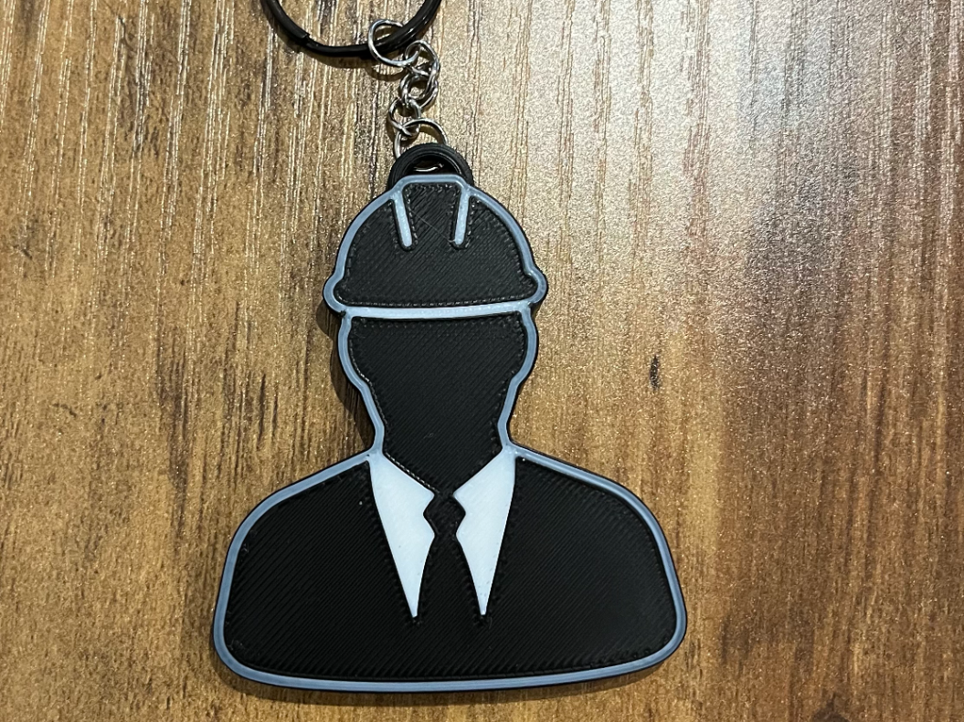 Construction Worker Silhouette Keychain