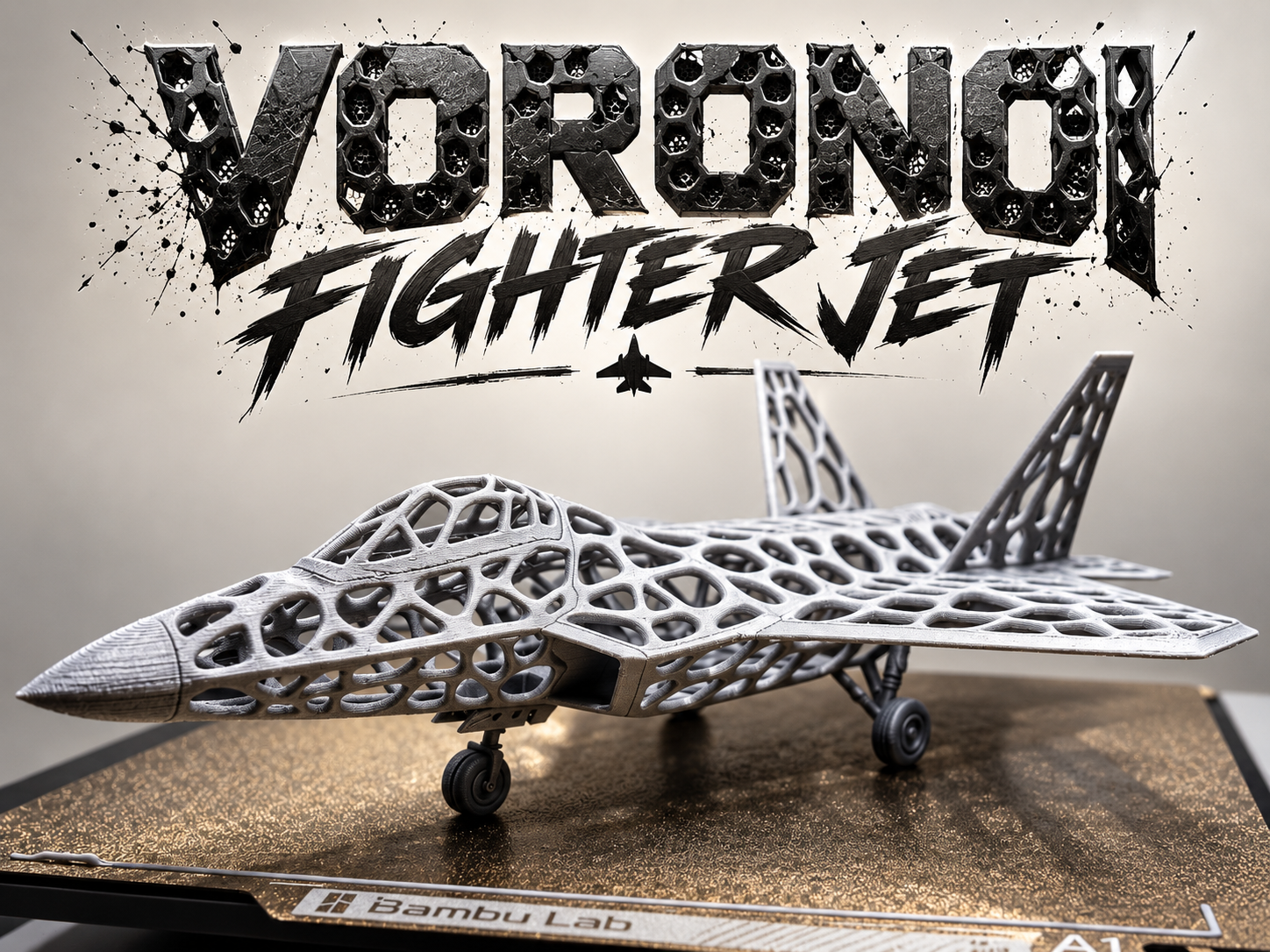 Voronoi Fighter Jet – Futuristic 3D Printable 3D model