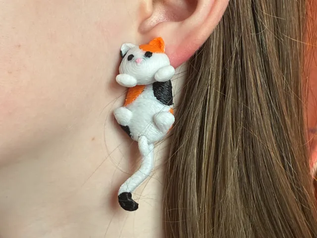 Hanging Cat Earrings