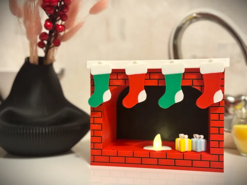 Christmas Fireplace with decorative socks