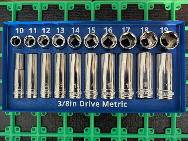 Gridfinity 3/8in 10-19mm Socket + Deep Holder