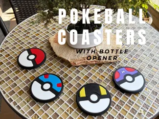Set of Pokeball Coaster - With bottle opener