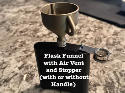 Flask Funnel w/ Air Vent, Entry Stopper, & Handle