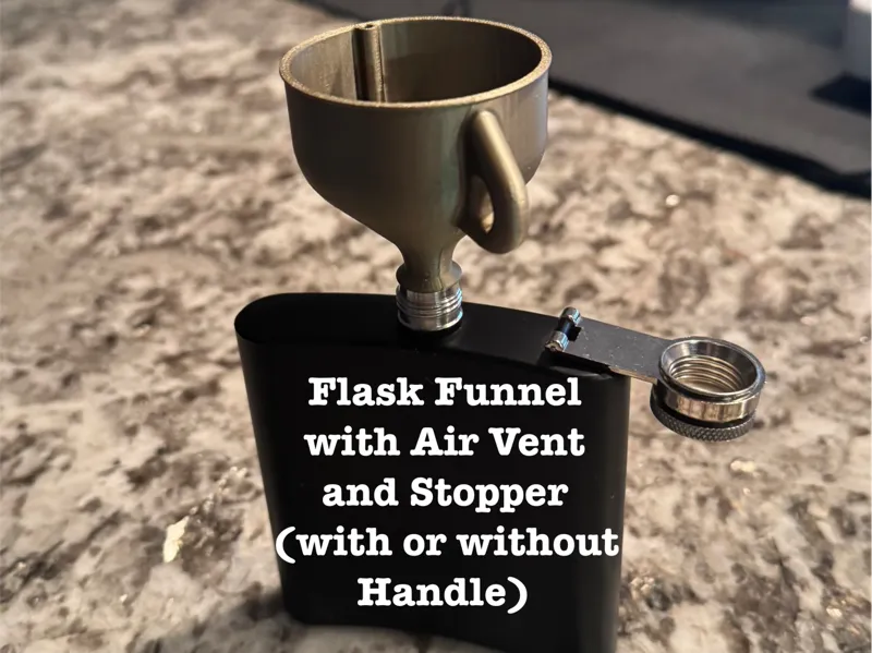 Flask Funnel w/ Air Vent, Entry Stopper, & Handle