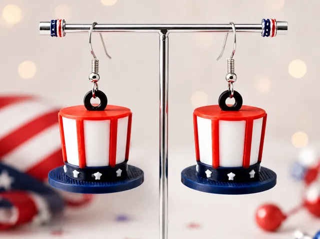 Patriotic Mini Top Hat Earrings