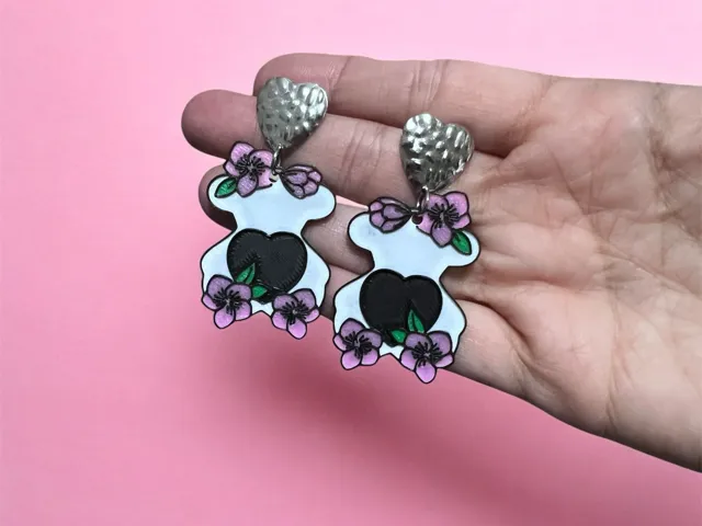 Pendientes osito con flores