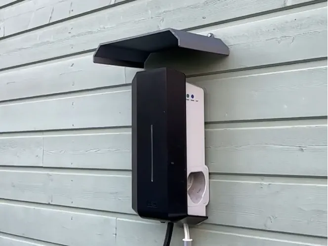 Rain cover for EV charger, wall mounted