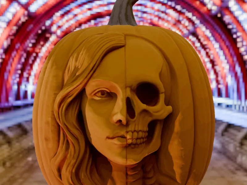 Girl/Skeleton Pumpkin