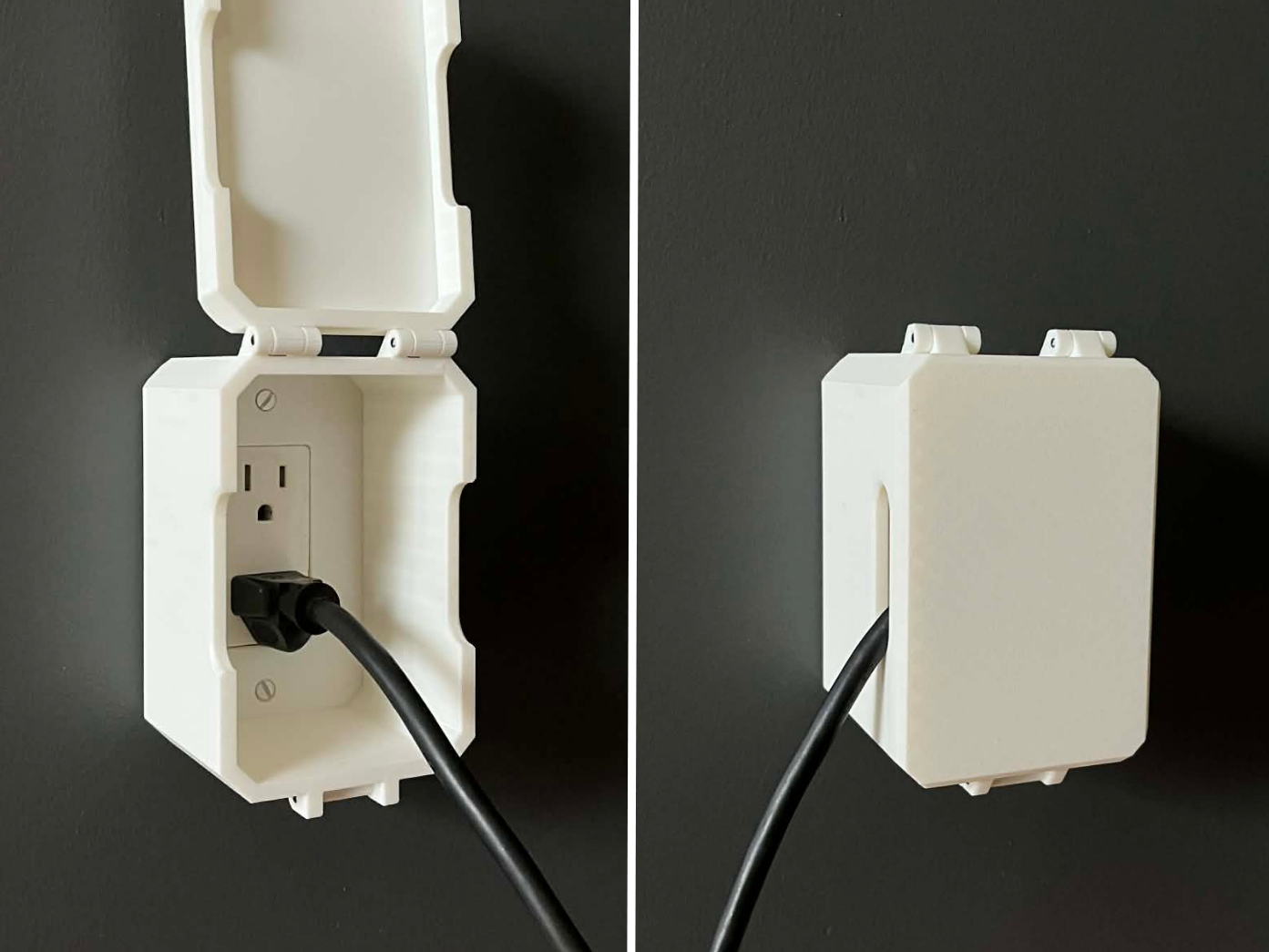 Hinged Outlet Cover Box with Cable Pass-Through