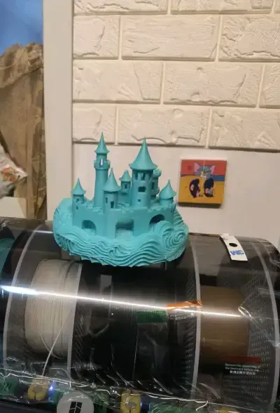 Miniatura 2 do modelo 3D 鱼缸造景许愿池，（心中海中城堡）海浪云纹摆件