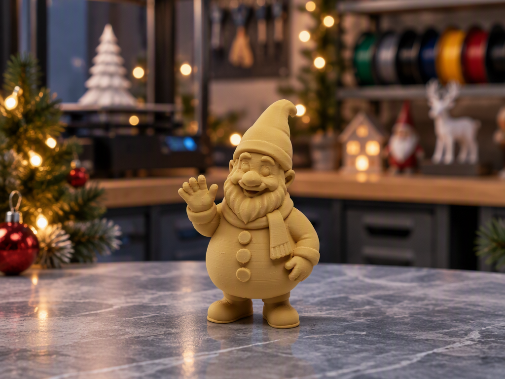 Winkender Winterwichtel mit Schal und Bauch 3D model
