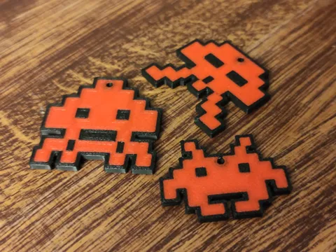 Space invaders earrings