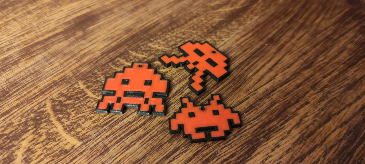 Space invaders earrings view 2