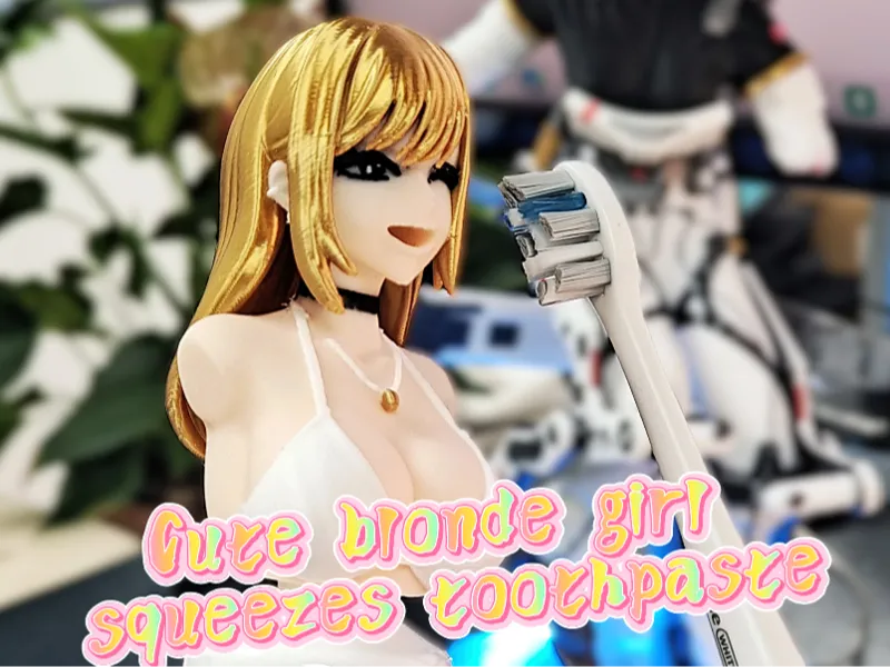 cute girl squeezes toothpaste  every morning 