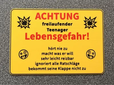 Door Sign Danger Teenager 200x140