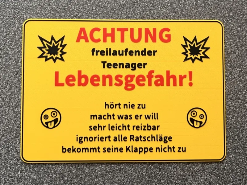 Türschild Lebensgefahr Teenager 200x140