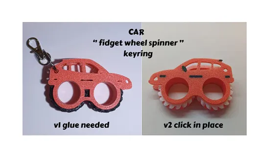 Car Fidget Keychains CAR WHEEL SPINNER TOY - FIDGET KEYRING - KEYCHAIN by EYEDOO3D ...
