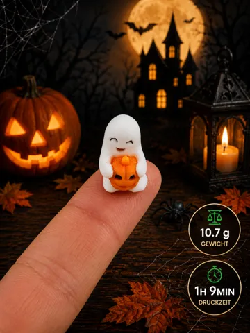 Adorno temático: Cute Halloween Ghost with Pumpkin Mini Fast Print — vista de referencia 2