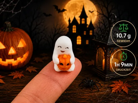 Adorno temático: Cute Halloween Ghost with Pumpkin Mini Fast Print — referencia de MakerWorld