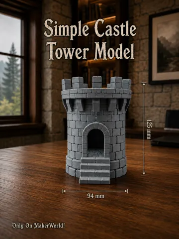 Accesorio para filamento: Simple Castle Tower Model — vista de referencia 2