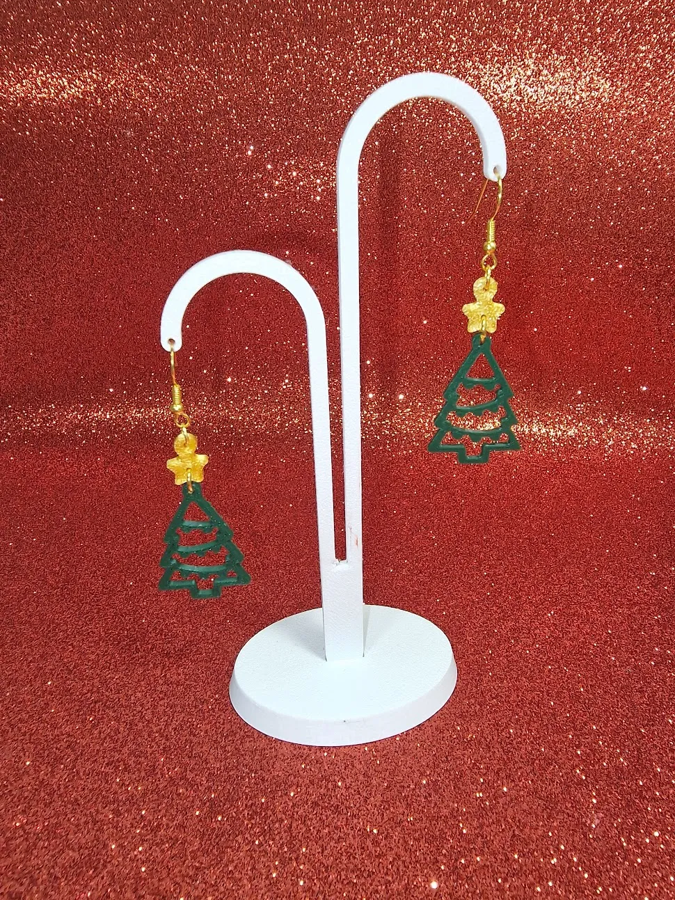 Cute Christmas tree earrings view 3