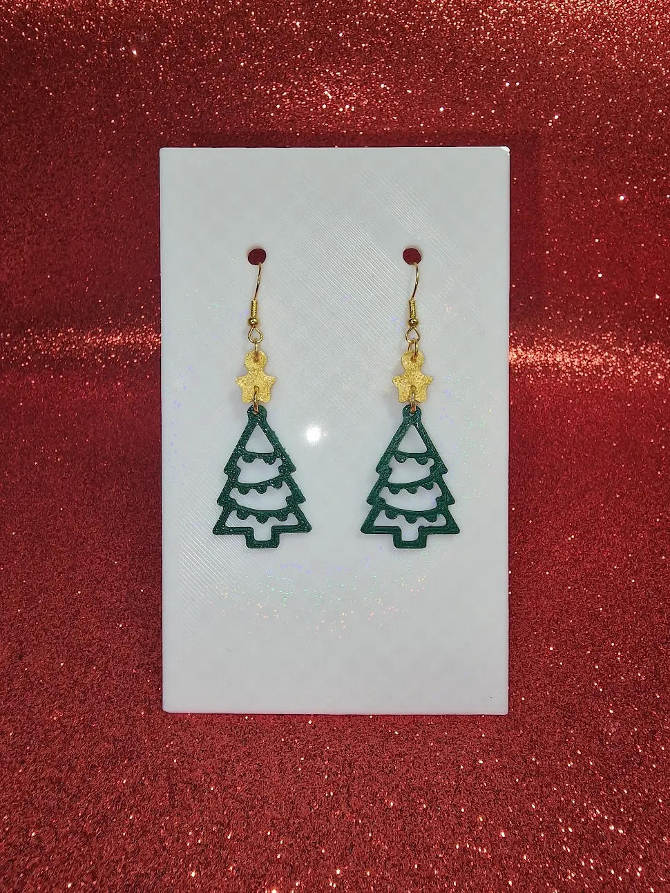 Cute Christmas tree earrings view 2
