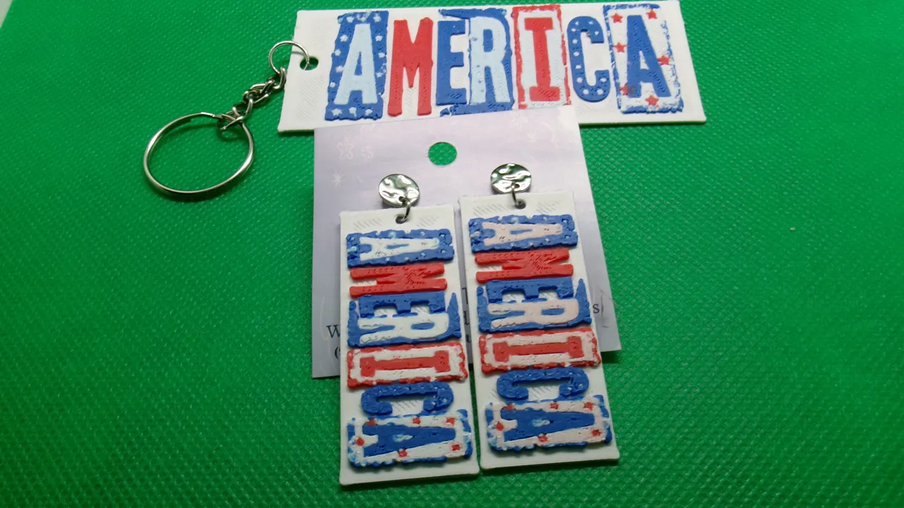 AMERICA earrings and keychains view 3