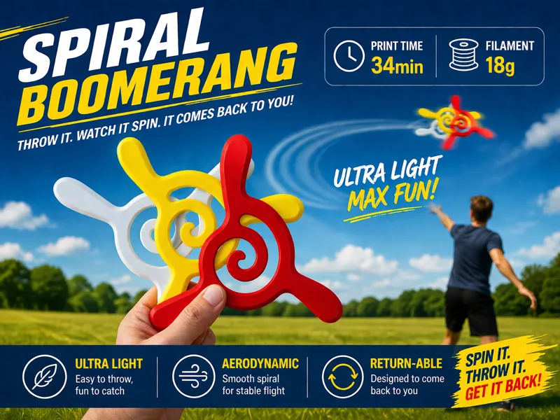Spiral Boomerang - Fast Print and Return Fully