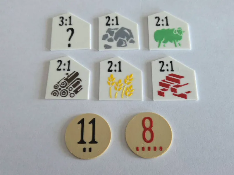 Catan Harbour and Number Token Replacements