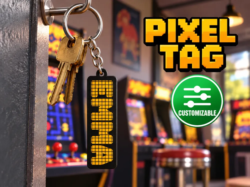 Pixel Tag - Customizable - Free 3D Print Model - MakerWorld