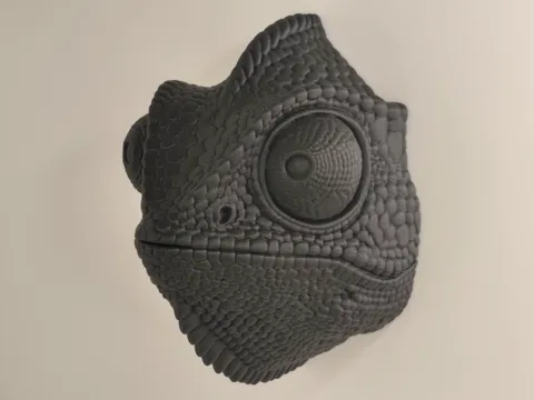Figura decorativa: Detailed Chameleon Head Wall Art Sculpture — referencia de MakerWorld