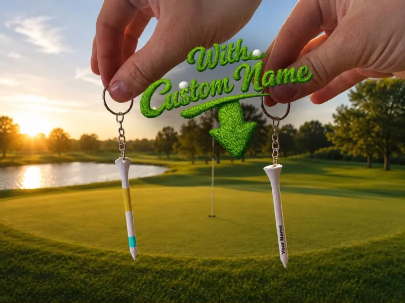 Golf Tee Keychain - With Text or Color