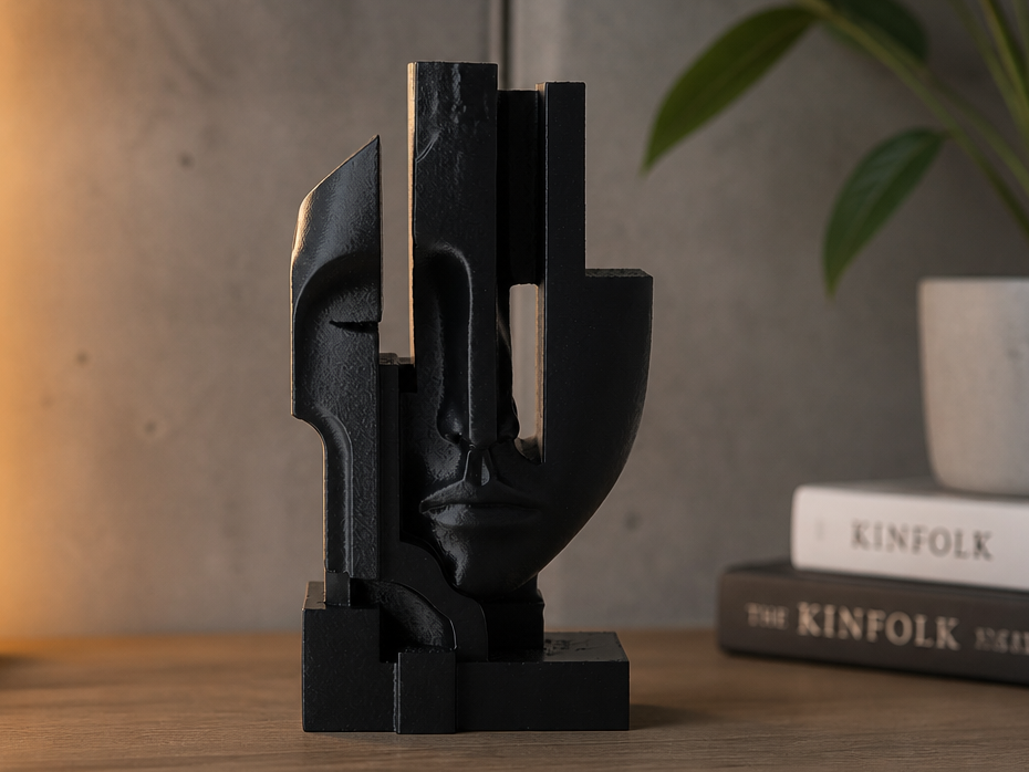 Fragmented Face Sculpture - Modern Art Piece