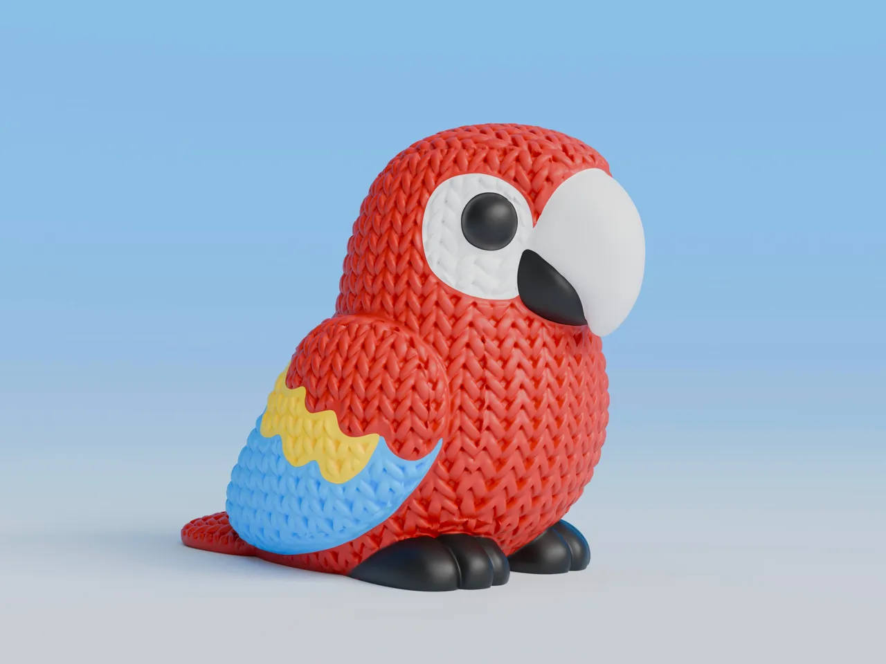Knitted Scarlet Macaw Parrot view 4