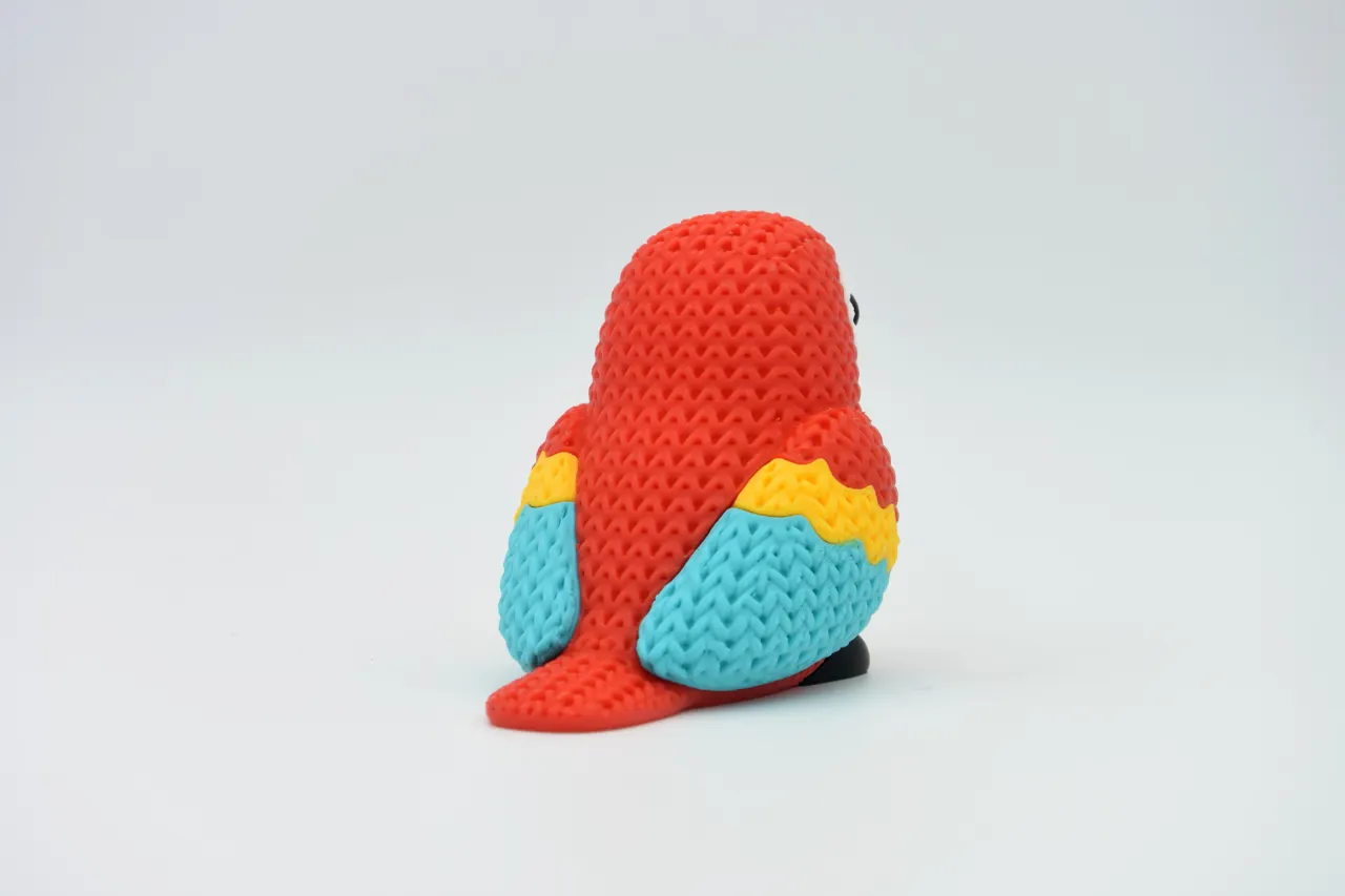 Knitted Scarlet Macaw Parrot view 2