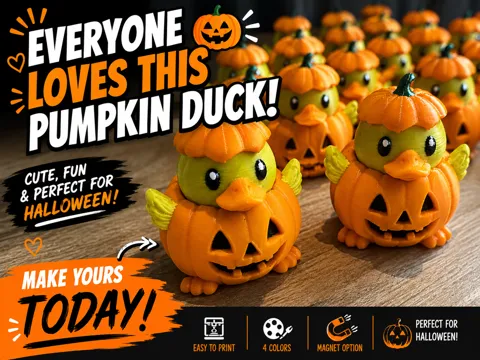 Adorno temático: Pumpkin Duck – Halloween Rubber Duck — referencia de MakerWorld