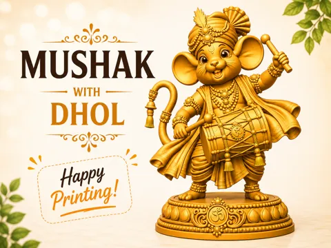 Letrero o emblema decorativo: Mushak with Dhol — referencia de MakerWorld