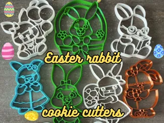 Easter rabbit cookie cutter set